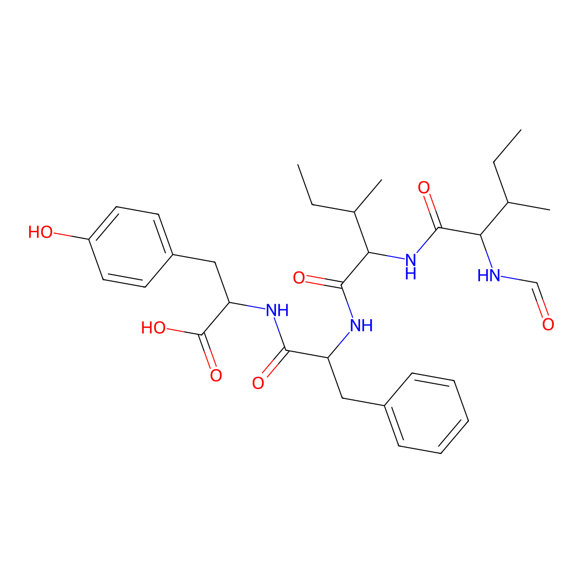 N-Formylnorleucyl-leucyl-phenylalanyl-tyrosine molecular structure, CAS 100007-40-7