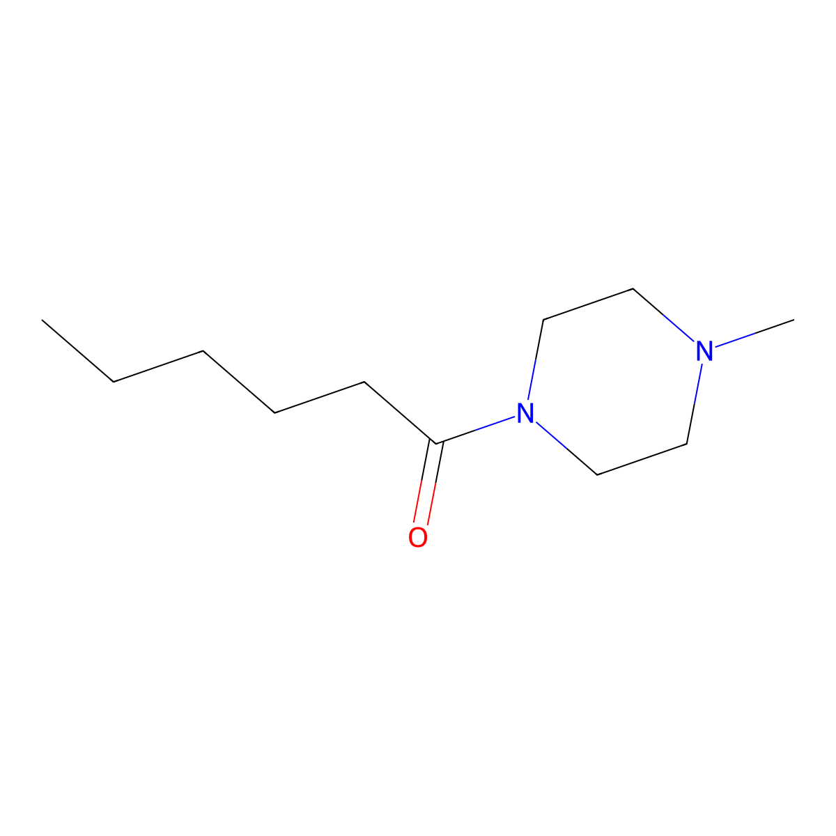 Piperazine, 1-methyl-4-(1-oxohexyl)- molecular structure, CAS 10001-08-8