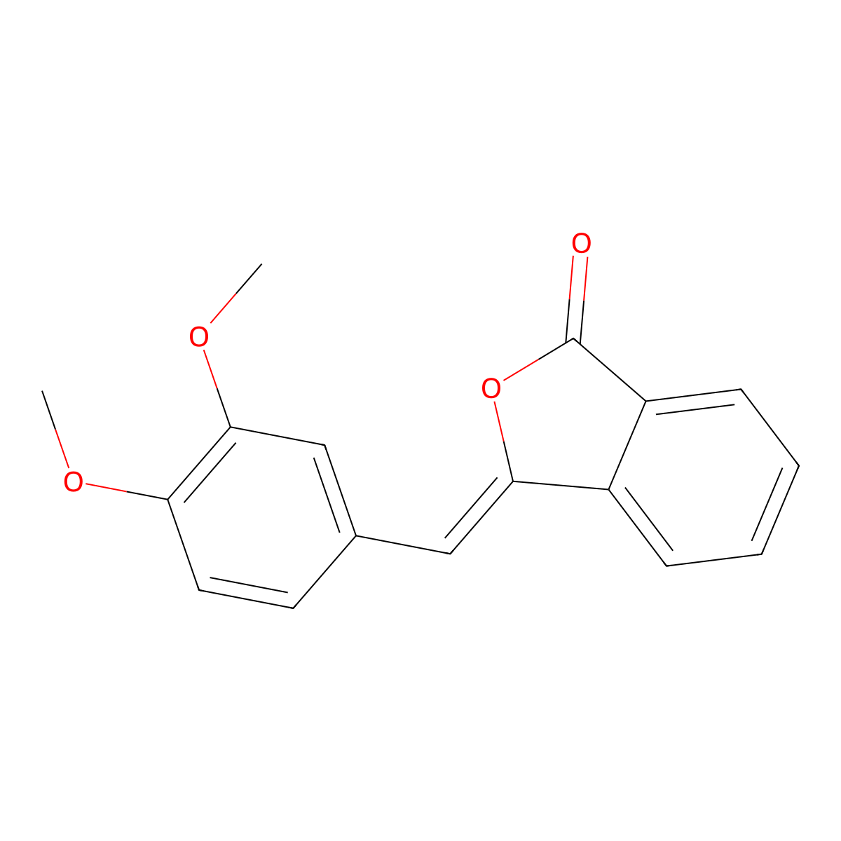 1(3H)-Isobenzofuranone, 3-[(3,4-dimethoxyphenyl)methylene]- molecular structure, CAS 10001-30-6