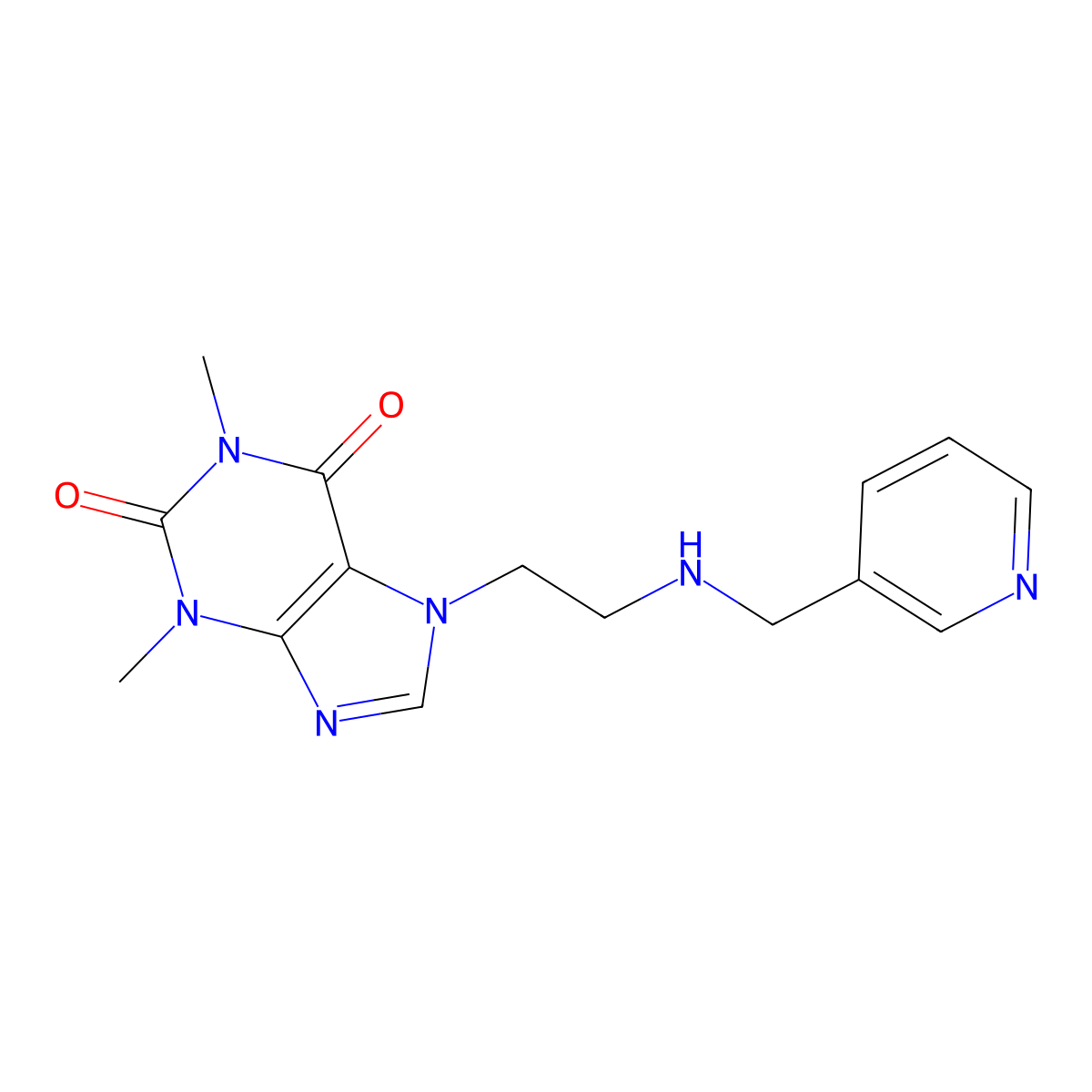 Pimefyllin molecular structure, CAS 10001-43-1