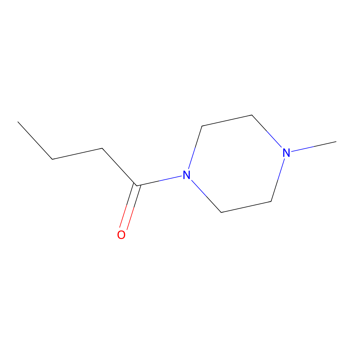 Piperazine, 1-methyl-4-(1-oxobutyl)- molecular structure, CAS 10001-51-1
