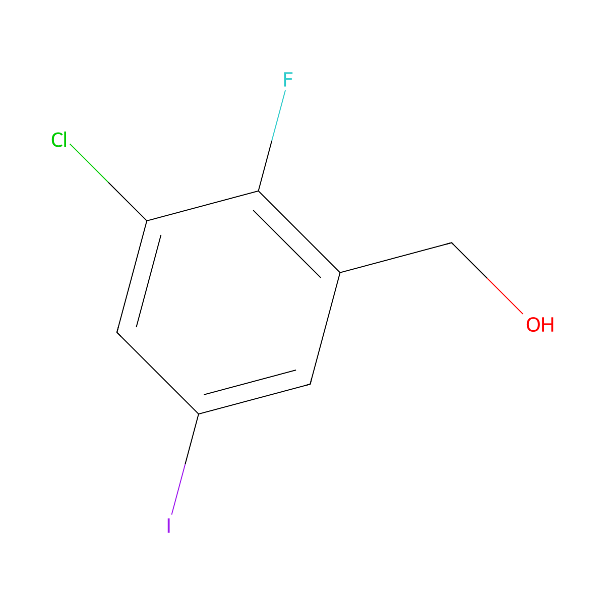 (3-Chloro-2-fluoro-5-iodophenyl)methanol molecular structure, CAS 1000162-10-6