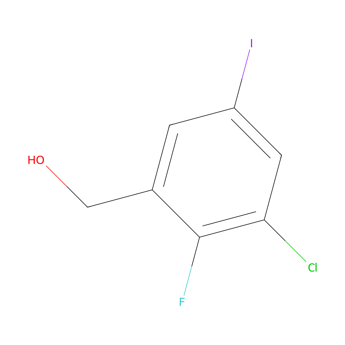 (3-Chloro-2-fluoro-5-iodophenyl)methanol molecular structure, CAS 1000162-10-6
