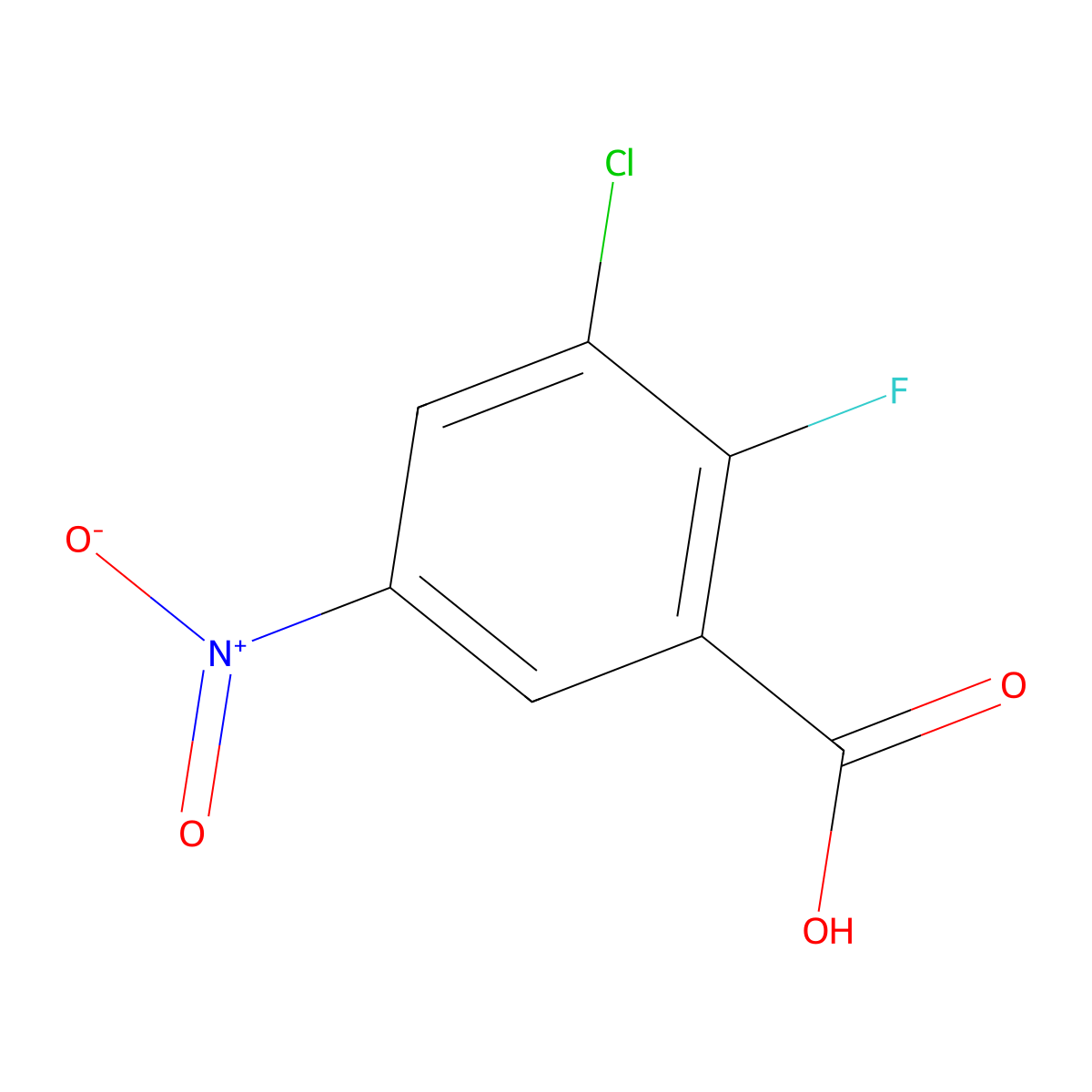 3-Chloro-2-fluoro-5-nitrobenzoic acid molecular structure, CAS 1000162-34-4