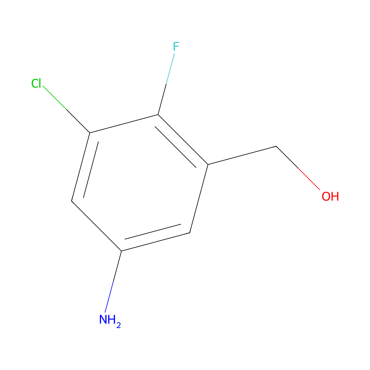 (5-Amino-3-chloro-2-fluorophenyl)methanol molecular structure, CAS 1000162-38-8