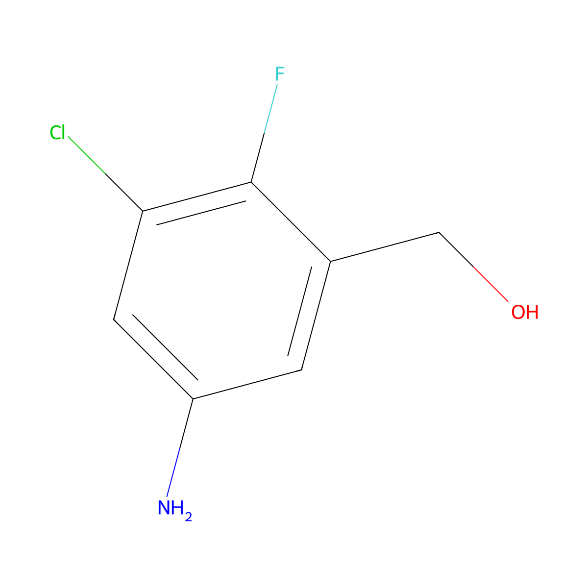 (5-Amino-3-chloro-2-fluorophenyl)methanol molecular structure, CAS 1000162-38-8