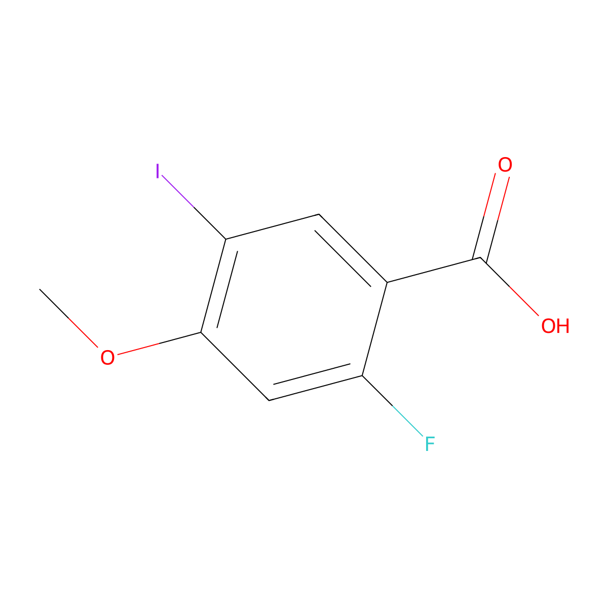 2-Fluoro-5-iodo-4-methoxybenzoic acid molecular structure, CAS 1000162-78-6