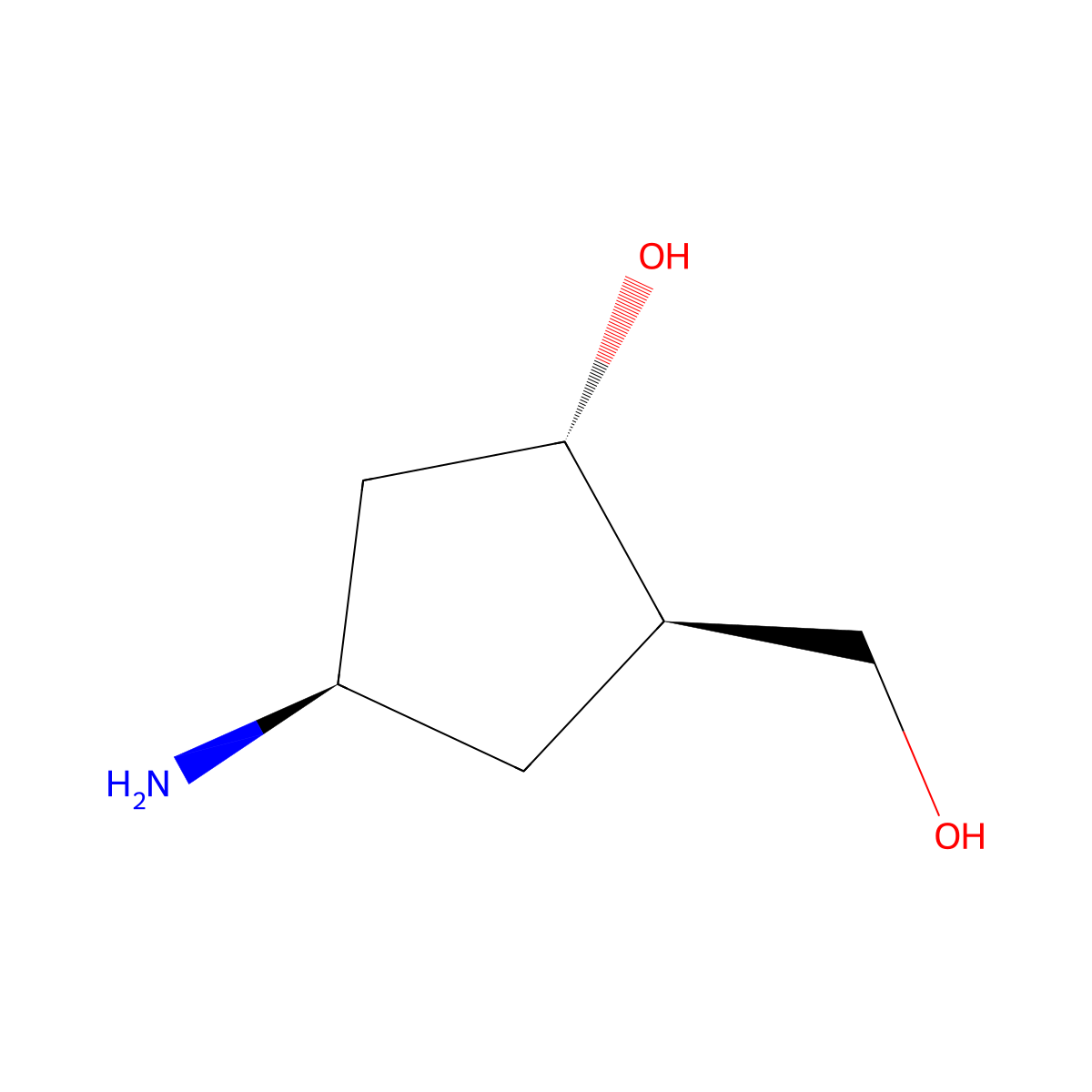 (1S,2R,4R)-4-amino-2-(hydroxymethyl)cyclopentanol molecular structure, CAS 100018-56-2
