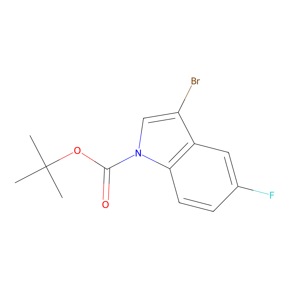 tert-butyl 3-bromo-5-fluoro-1H-indole-1-carboxylate molecular structure, CAS 1000183-46-9