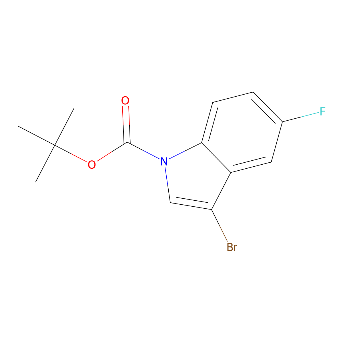 tert-butyl 3-bromo-5-fluoro-1H-indole-1-carboxylate molecular structure, CAS 1000183-46-9