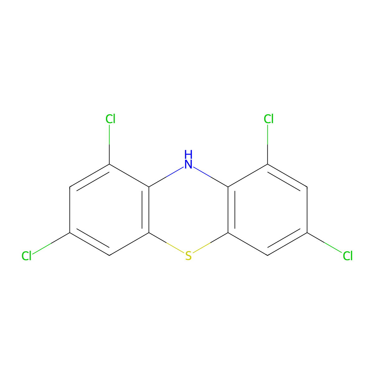 1,3,7,9-Tetrachloro-10H-phenothiazine molecular structure, CAS 10002-69-4