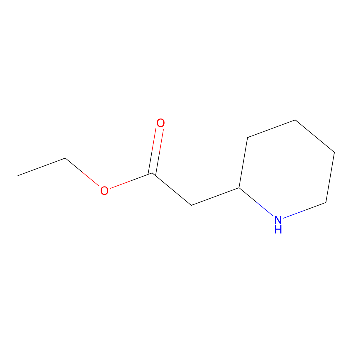 ethyl 2-[(2R)-piperidin-2-yl]acetate molecular structure, CAS 1000291-88-2