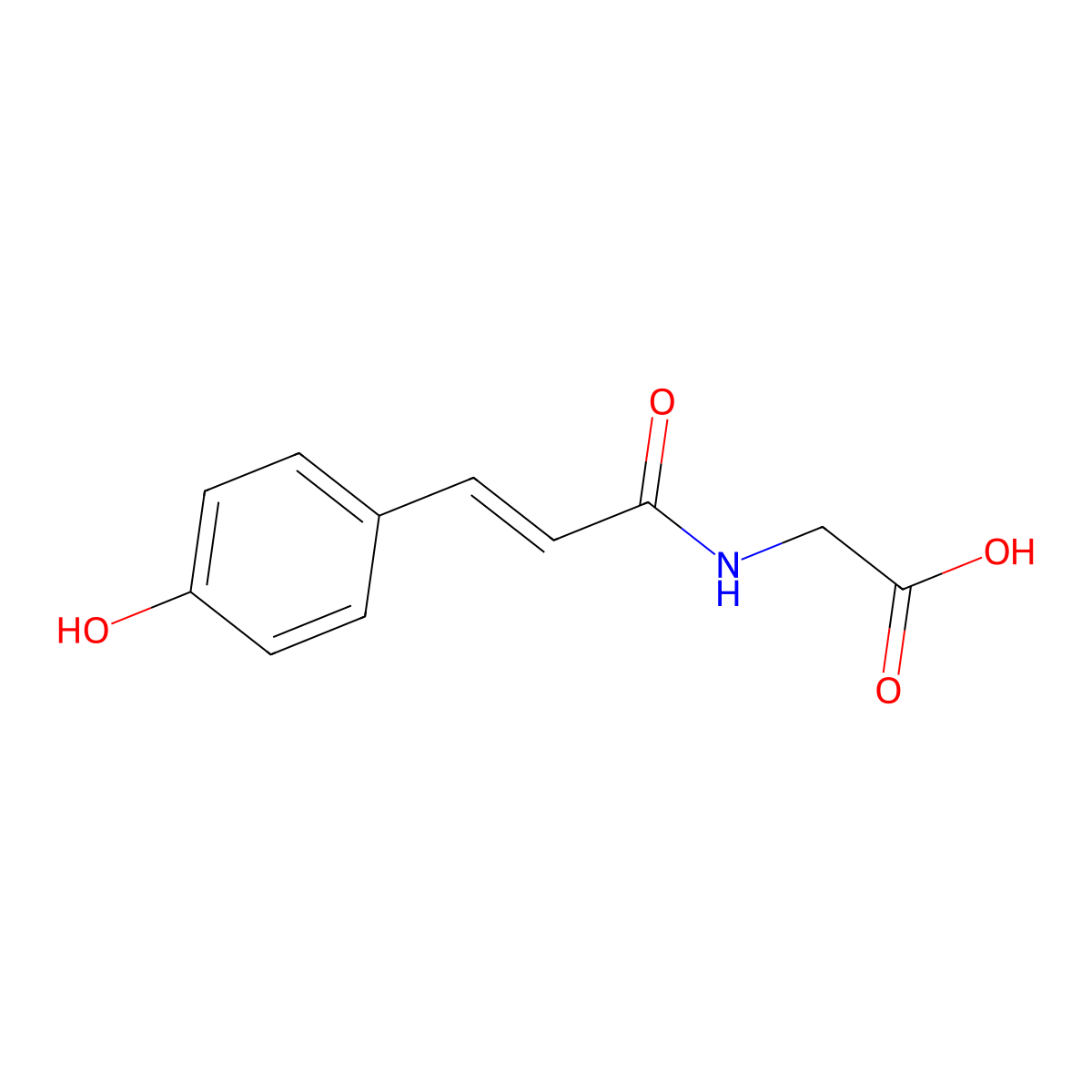 (3-(4-Hydroxyphenyl)acryloyl)glycine molecular structure, CAS 10003-42-6