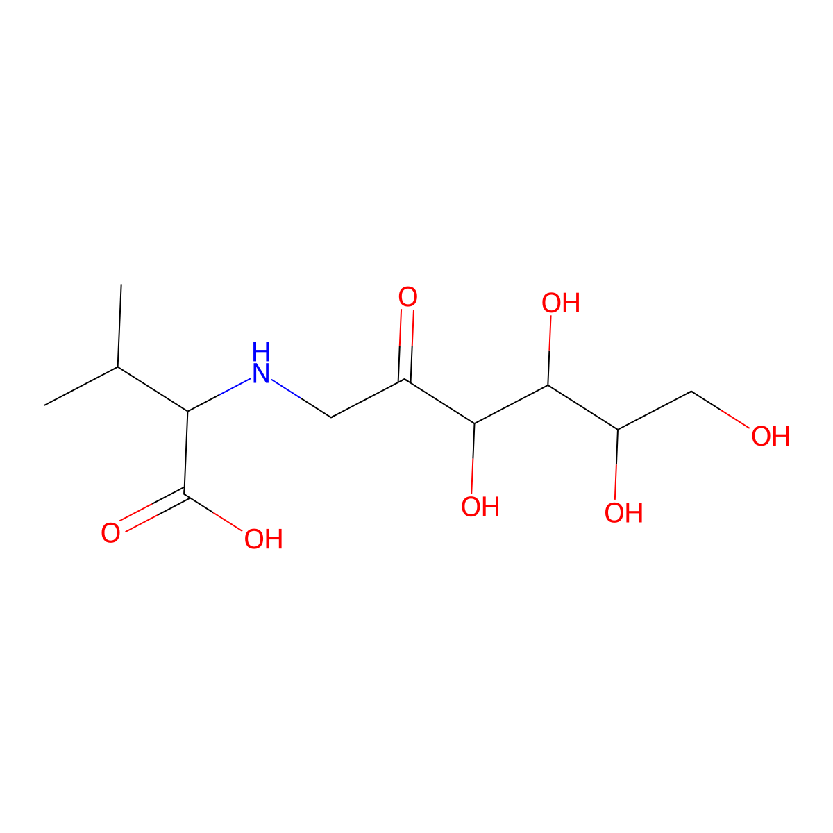 Fructosylvaline molecular structure, CAS 10003-64-2