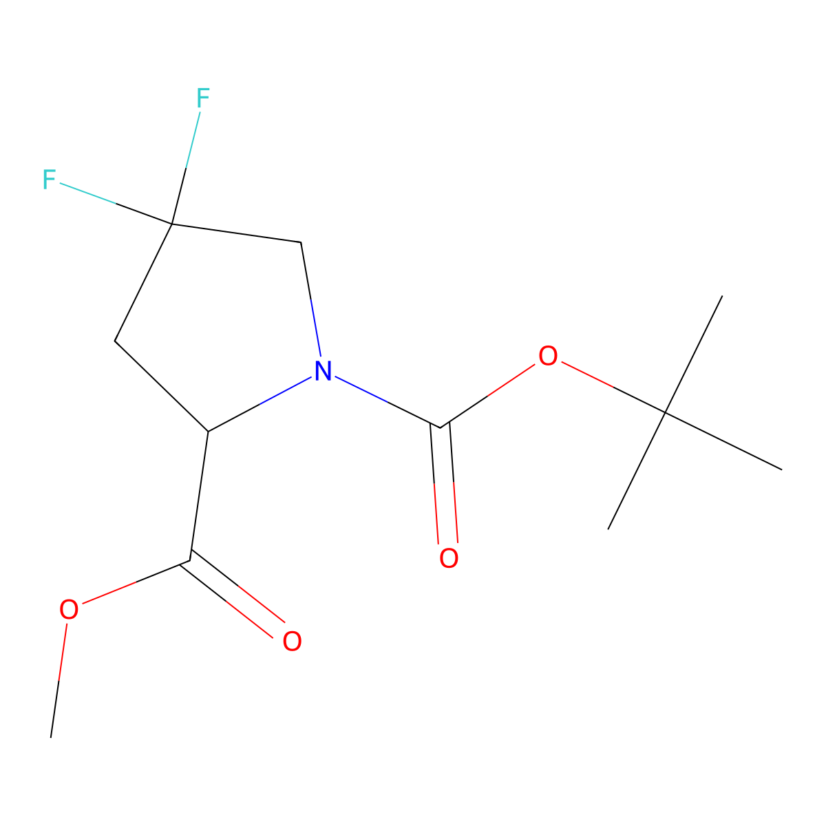 1-Tert-butyl 2-methyl 4,4-difluoropyrrolidine-1,2-dicarboxylate molecular structure, CAS 1000313-00-7