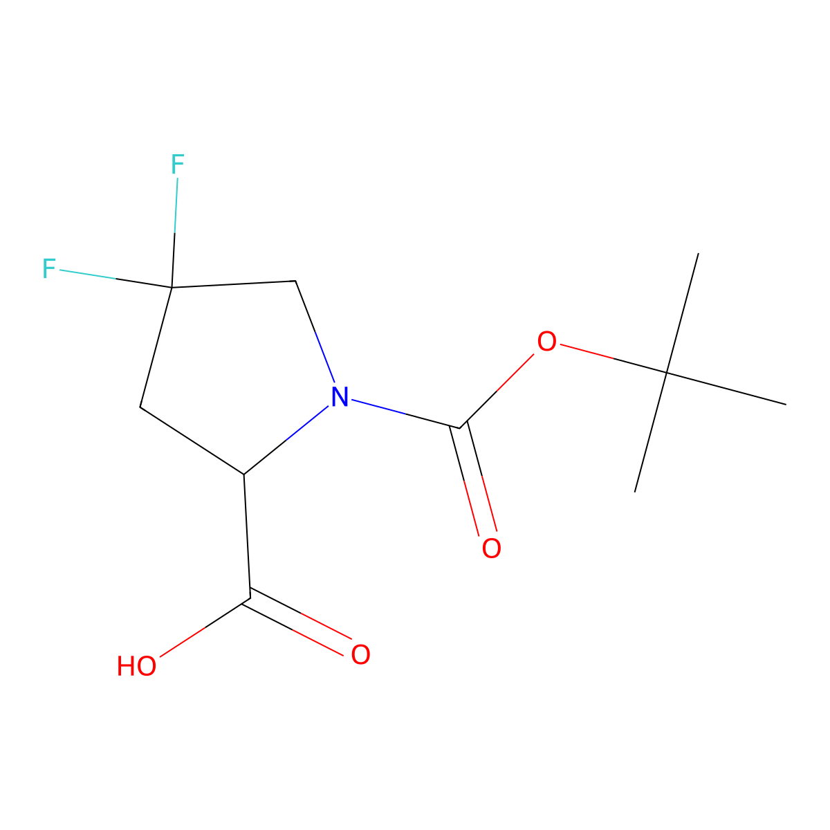 1-((Tert-butoxy)carbonyl)-4,4-difluoropyrrolidine-2-carboxylic acid molecular structure, CAS 1000313-01-8