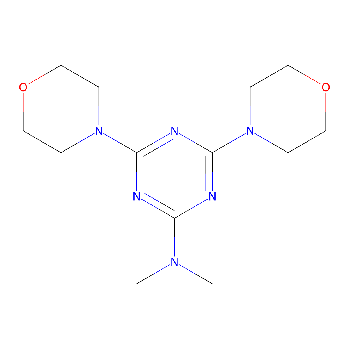 2-(Dimethylamino)-4,6-dimorpholino-1,3,5-triazine molecular structure, CAS 100033-17-8