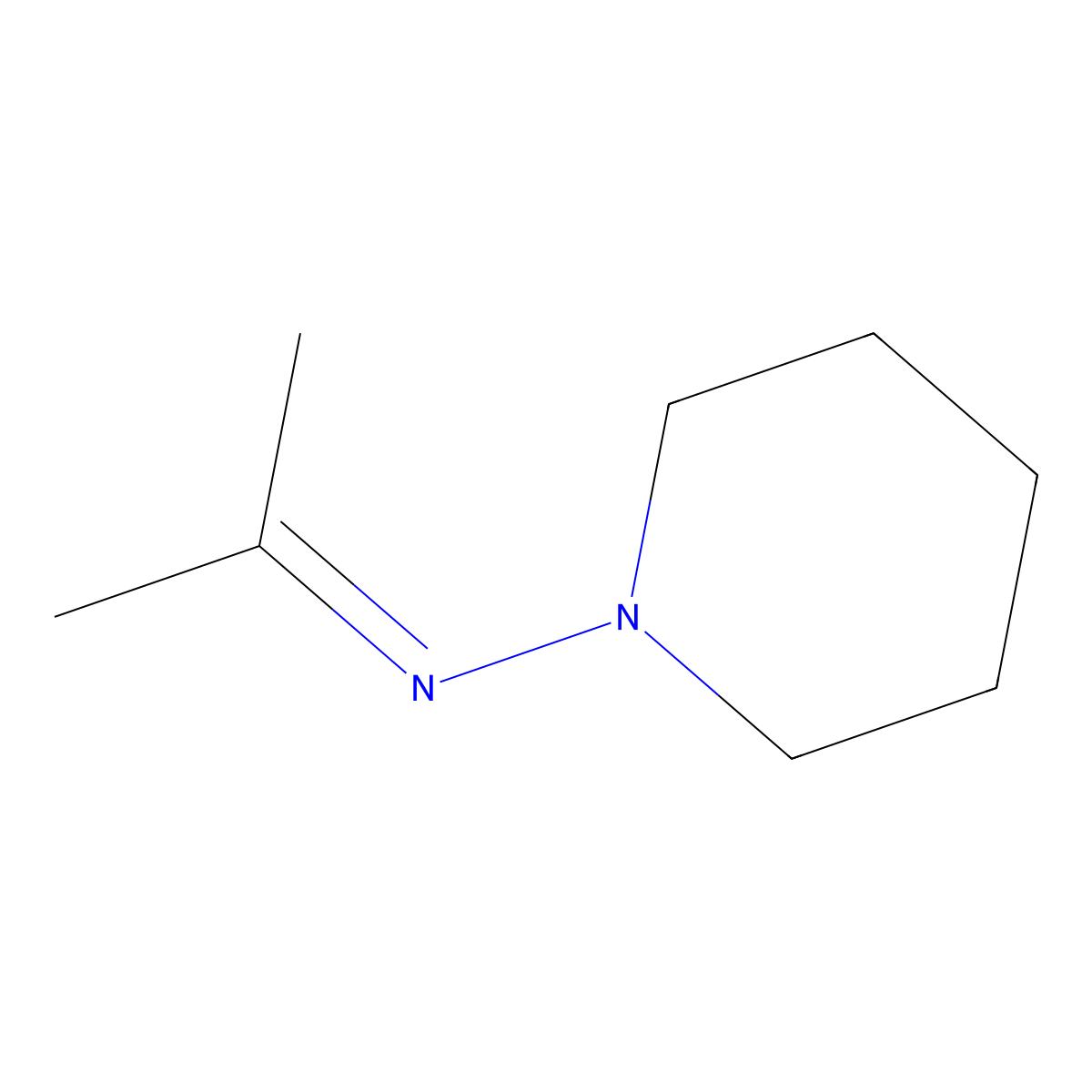 1-Piperidinamine, N-(1-methylethylidene)- molecular structure, CAS 100033-59-8