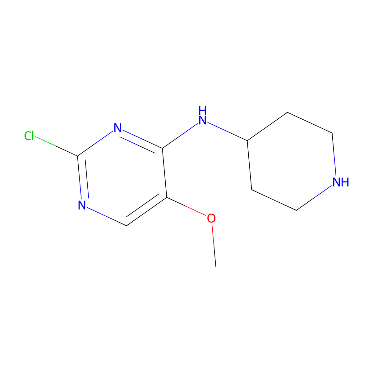 2-chloro-5-methoxy-N-(piperidin-4-yl)pyrimidin-4-amine molecular structure, CAS 1000335-27-2