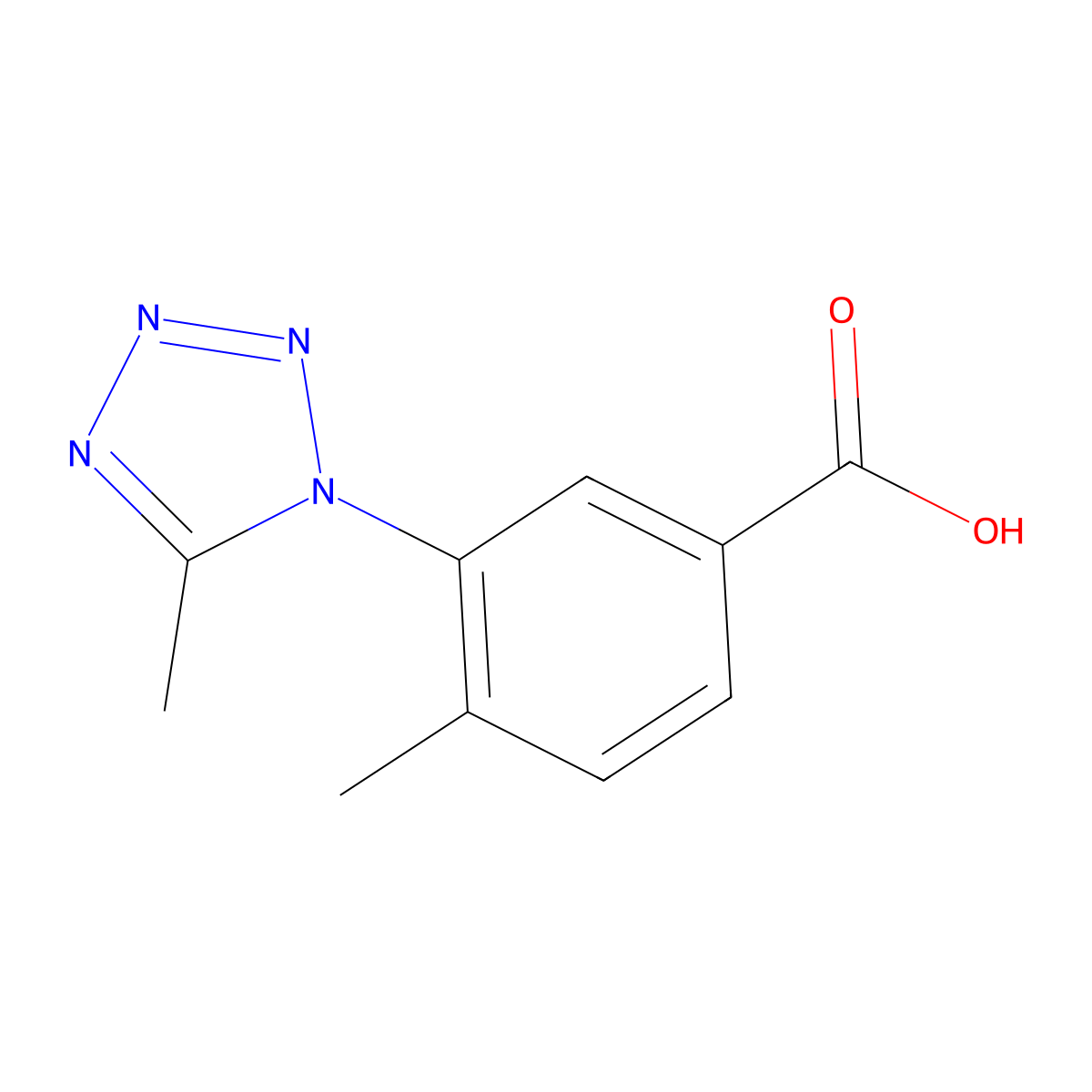 4-Methyl-3-(5-methyl-tetrazol-1-yl)-benzoic acid molecular structure, CAS 1000339-18-3