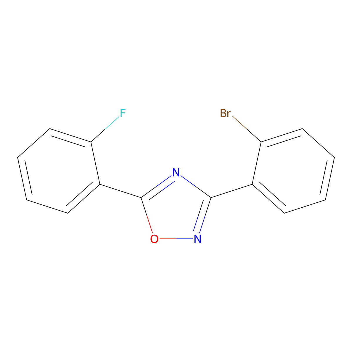 3-(2-Bromophenyl)-5-(2-fluorophenyl)-1,2,4-oxadiazole molecular structure, CAS 1000339-25-2