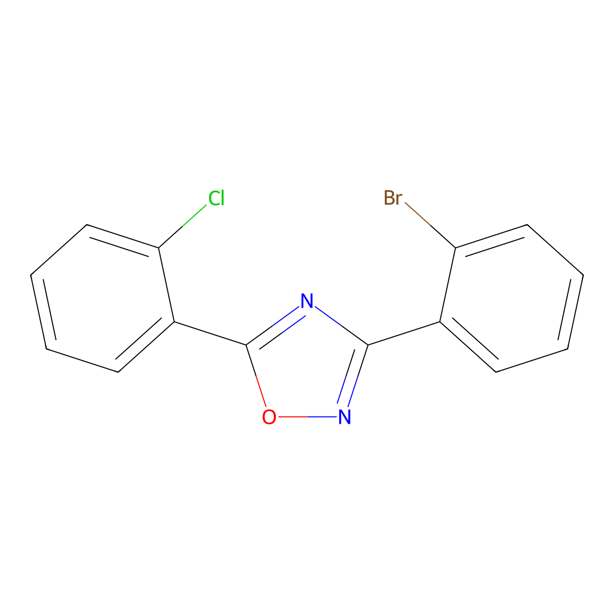 3-(2-Bromophenyl)-5-(2-chlorophenyl)-1,2,4-oxadiazole molecular structure, CAS 1000339-28-5