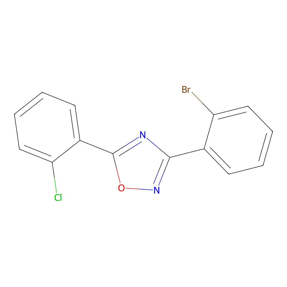 3-(2-Bromophenyl)-5-(2-chlorophenyl)-1,2,4-oxadiazole molecular structure, CAS 1000339-28-5