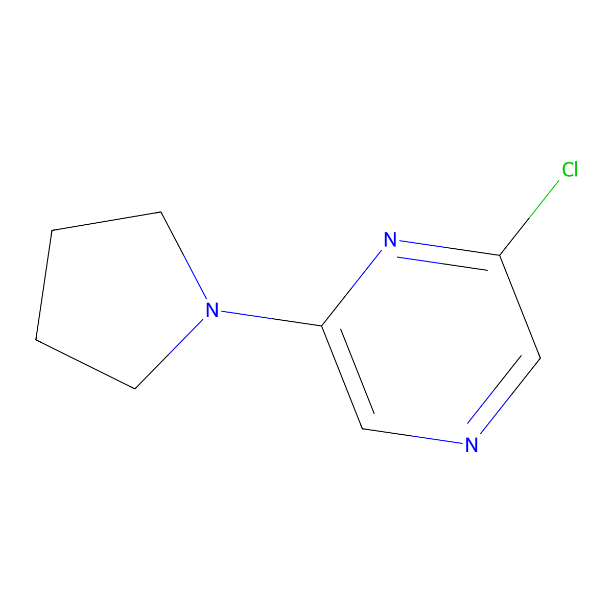 2-Chloro-6-(pyrrolidin-1-yl)pyrazine molecular structure, CAS 1000339-30-9