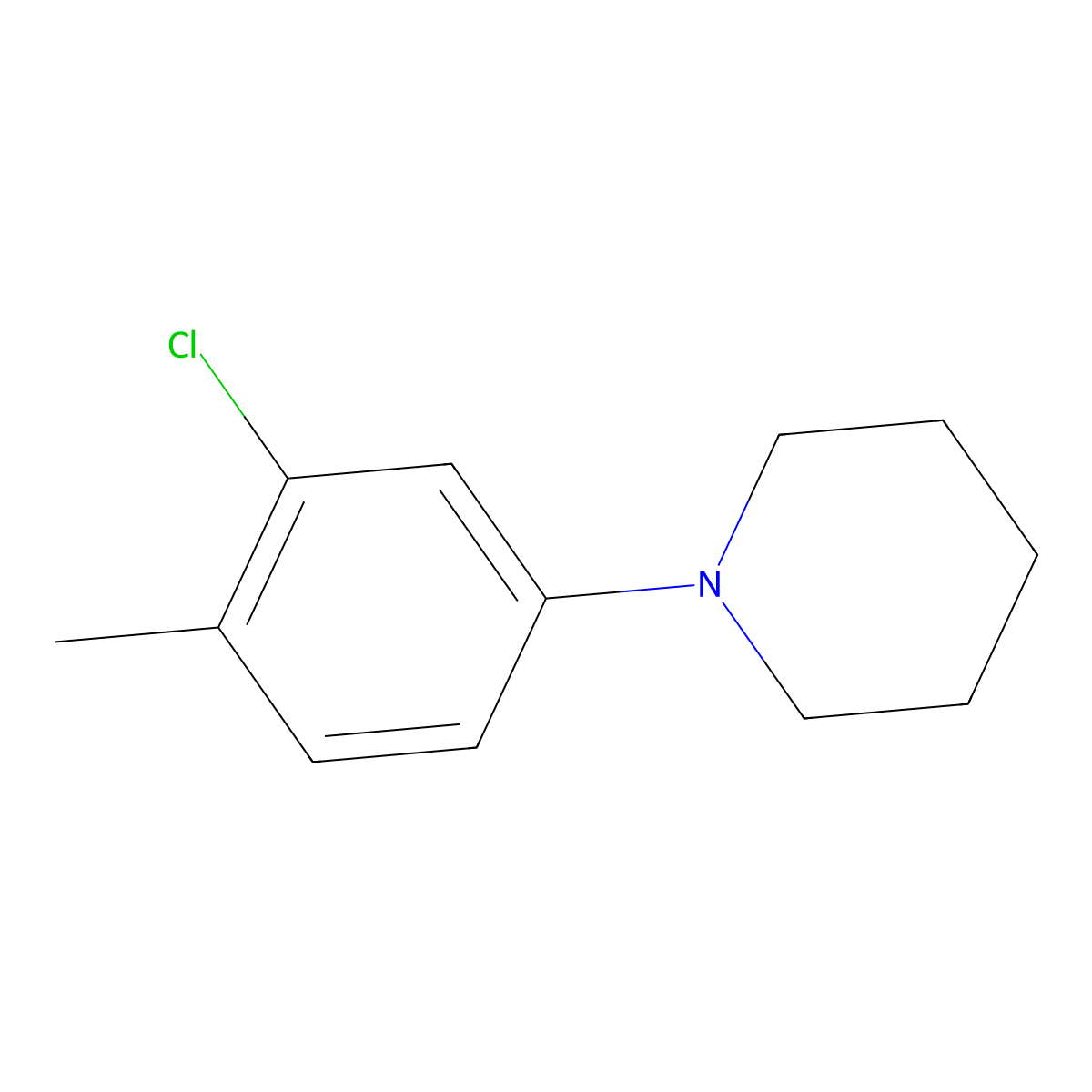 1-(3-Chloro-4-methylphenyl)piperidine molecular structure, CAS 1000339-31-0
