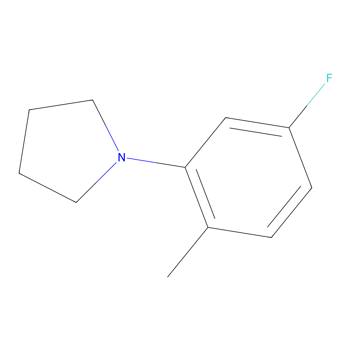 1-(5-Fluoro-2-methylphenyl)pyrrolidine molecular structure, CAS 1000339-32-1