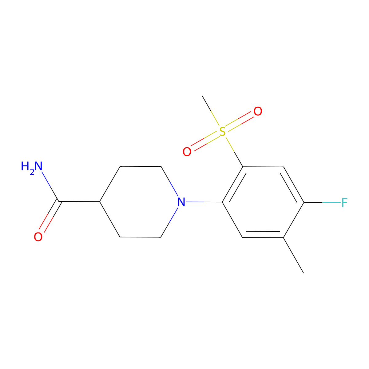 1-(4-Fluoro-5-methyl-2-(methylsulfonyl)phenyl)piperidine-4-carboxamide molecular structure, CAS 1000339-66-1