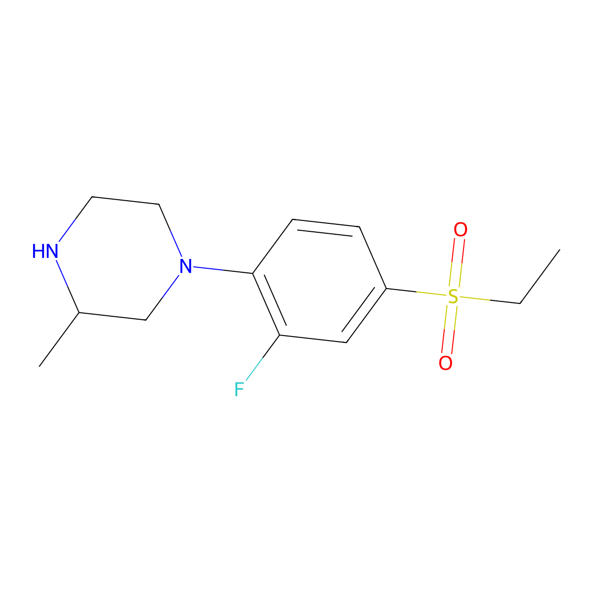 1-[4-(Ethylsulphonyl)-2-fluorophenyl]-3-methylpiperazine molecular structure, CAS 1000339-75-2