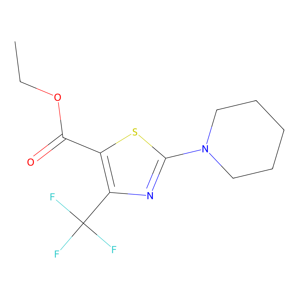 Ethyl 2-(piperidin-1-yl)-4-trifluoromethyl-1,3-thiazole-5-carboxylate molecular structure, CAS 1000339-76-3