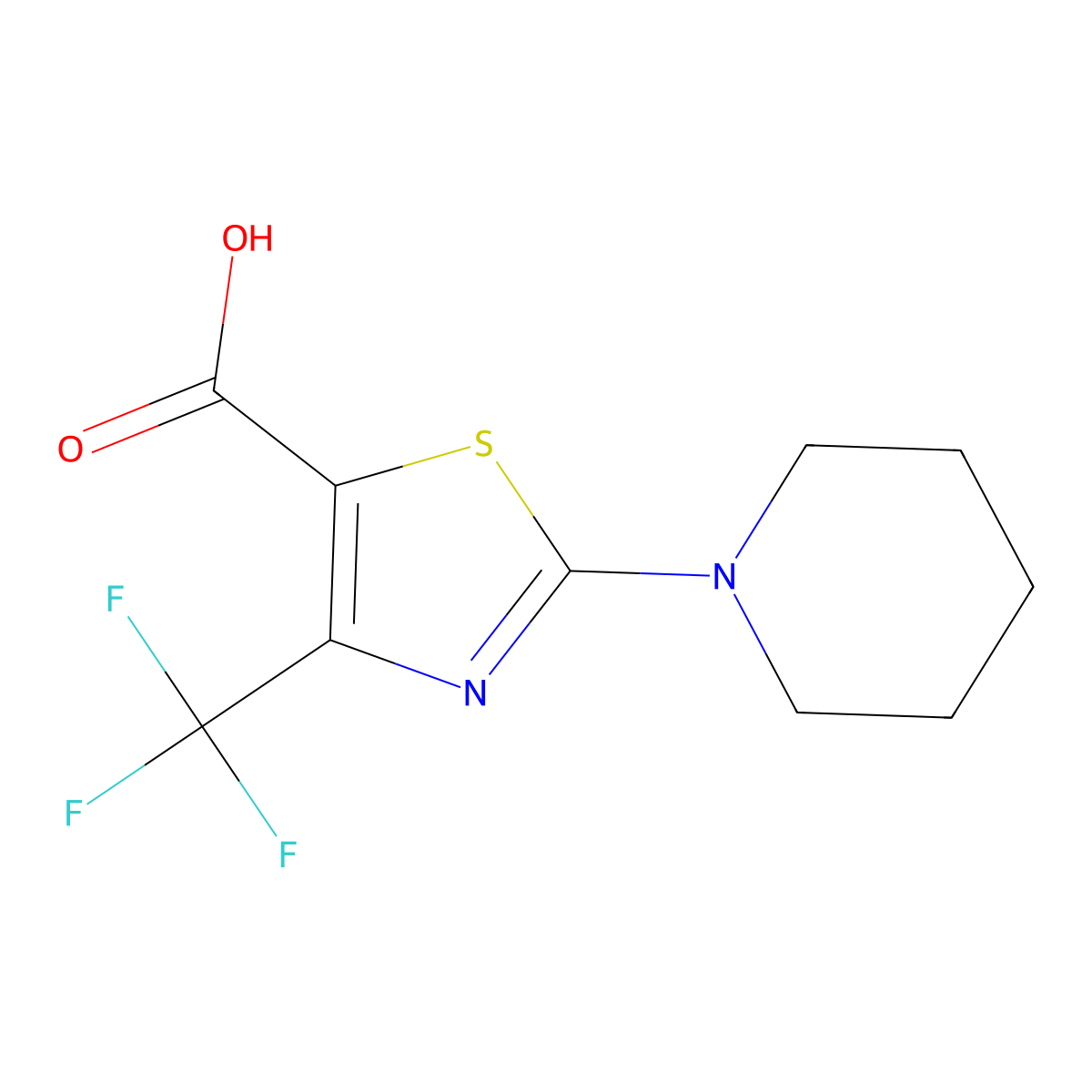2-(Piperidin-1-yl)-4-(trifluoromethyl)thiazole-5-carboxylic acid molecular structure, CAS 1000339-77-4