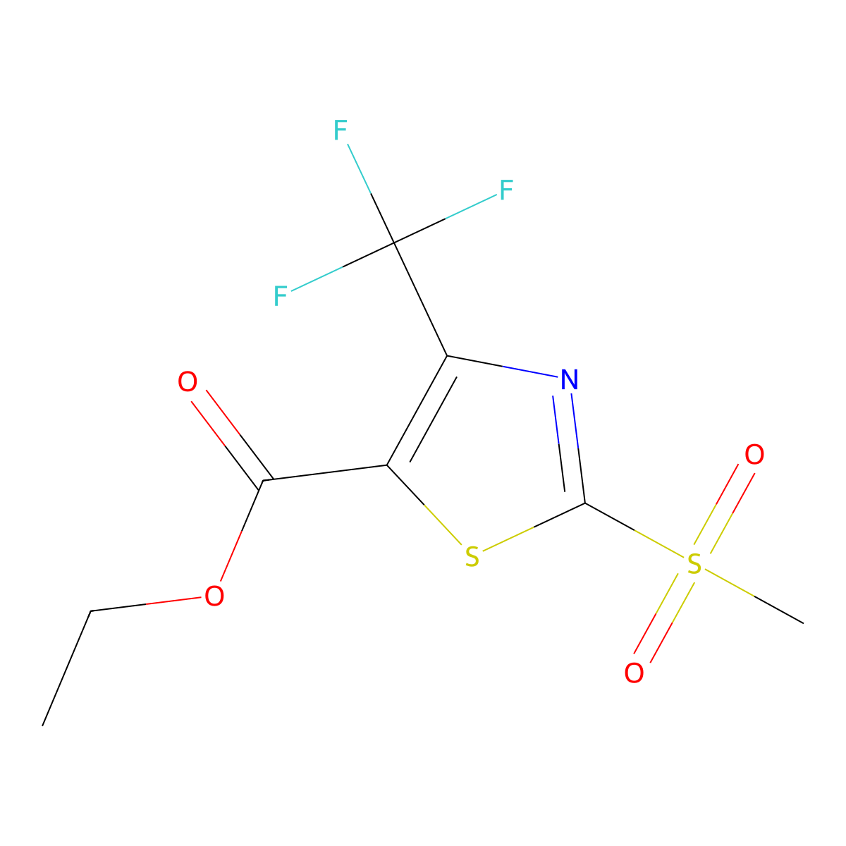 Ethyl 2-methylsulfonyl-4-trifluoromethyl-1,3-thiazole-5-carboxylate molecular structure, CAS 1000339-78-5