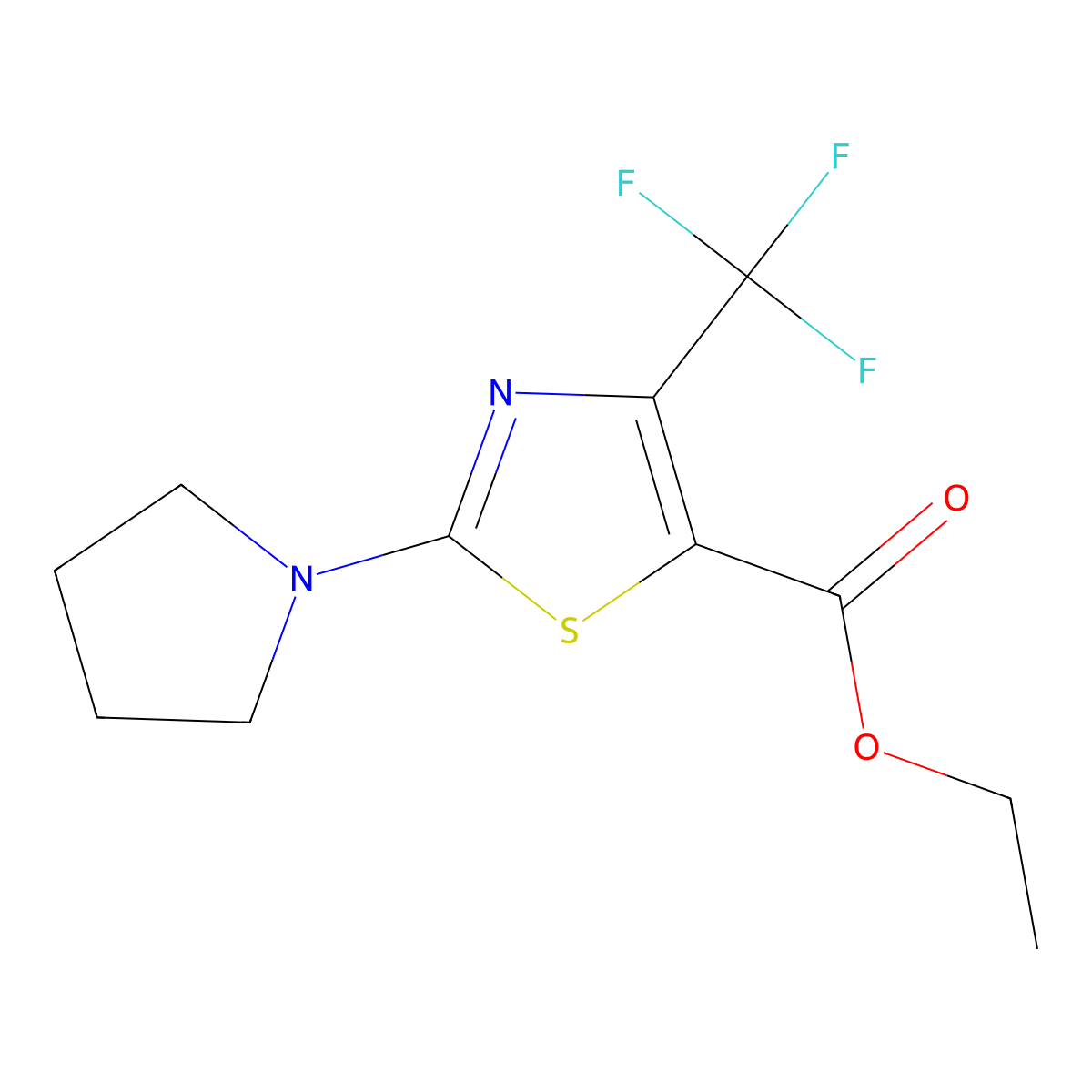 Ethyl 2-(pyrrolidin-1-yl)-4-trifluoromethyl-1,3-thiazole-5-carboxylate molecular structure, CAS 1000339-79-6