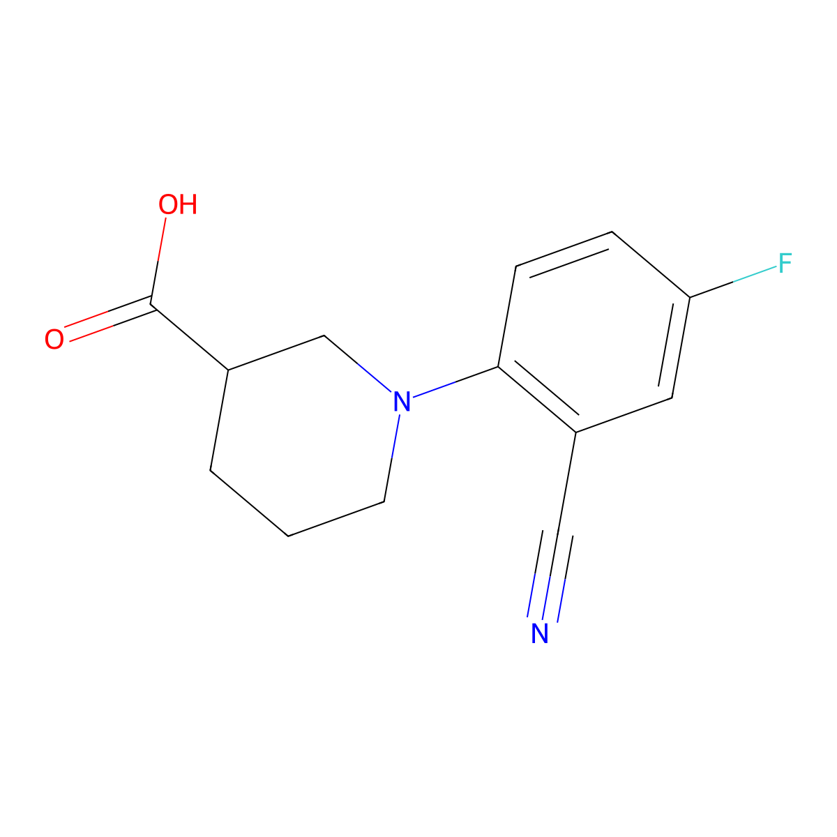1-(2-Cyano-4-fluorophenyl)piperidine-3-carboxylic acid molecular structure, CAS 1000339-80-9