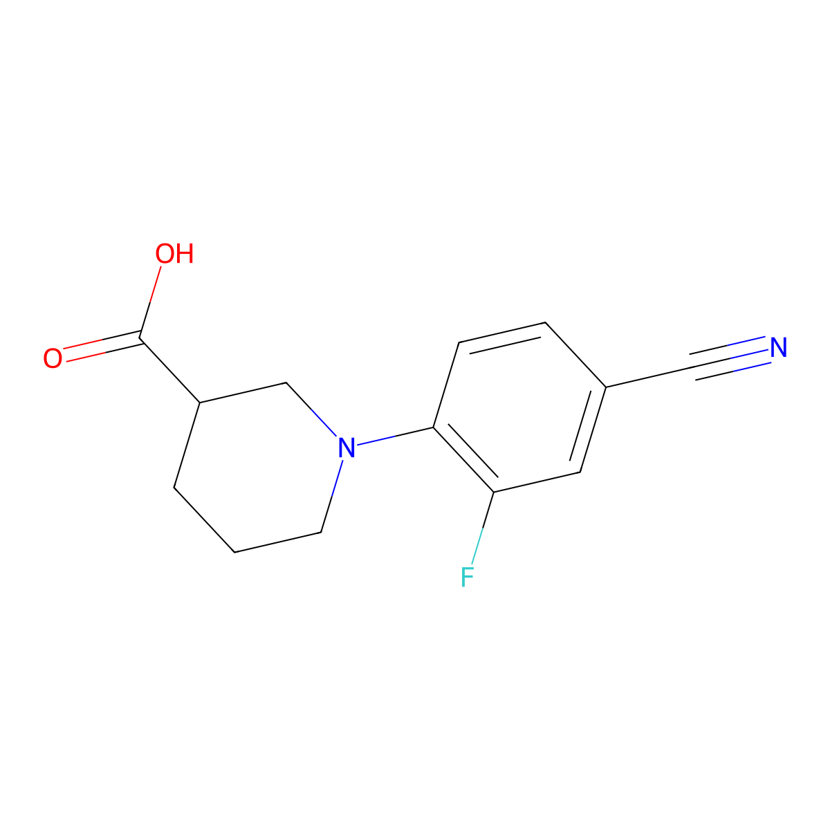 1-(4-Cyano-2-fluorophenyl)piperidine-3-carboxylic acid molecular structure, CAS 1000339-81-0
