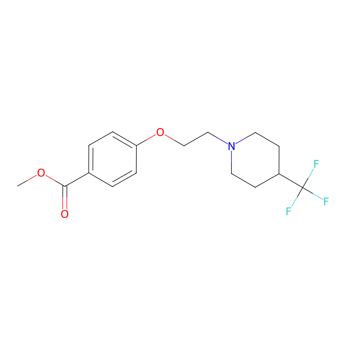 Methyl 4-{2-[4-(trifluoromethyl)piperidin-1-yl]ethoxy}benzoate molecular structure, CAS 1000339-87-6