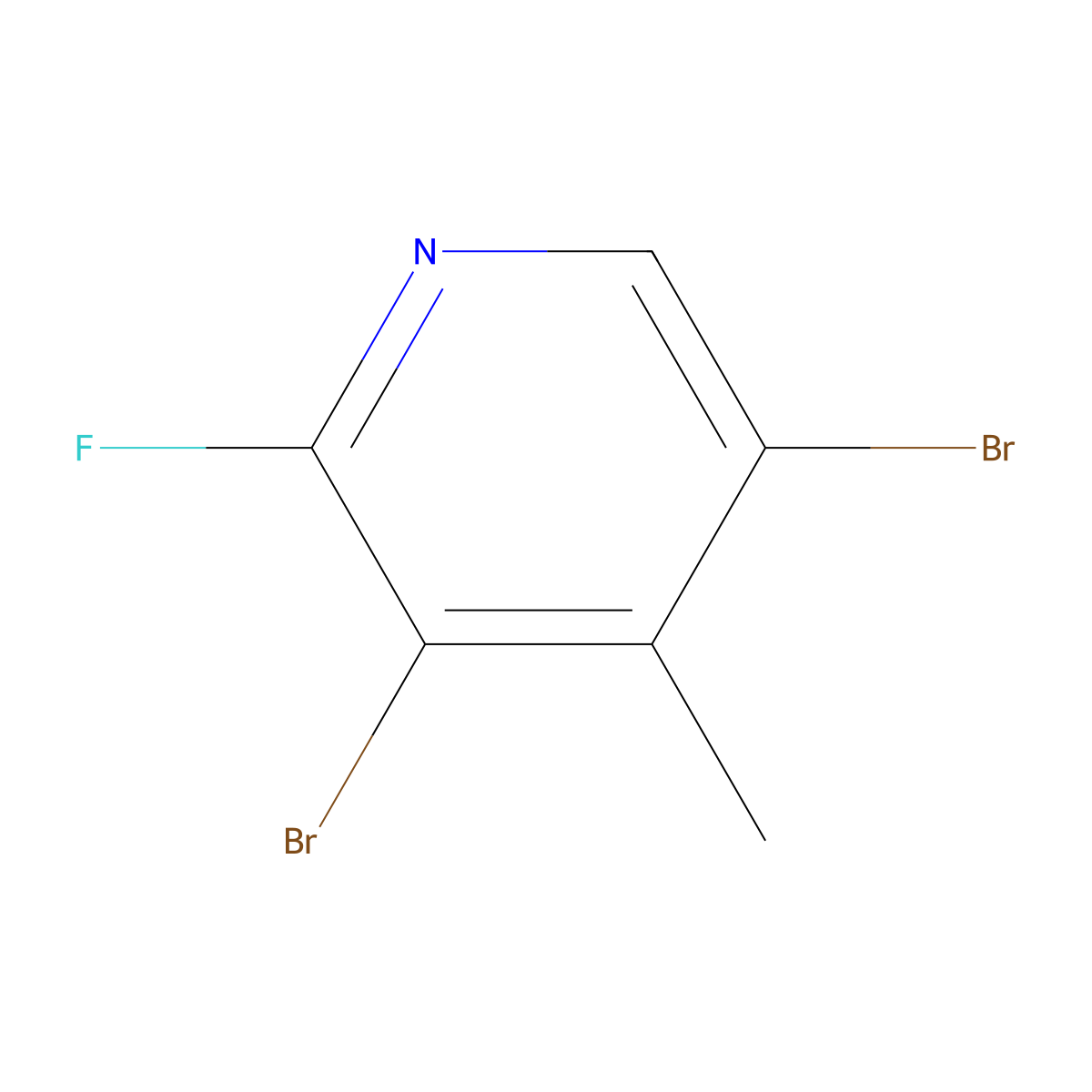 3,5-Dibromo-2-fluoro-4-methylpyridine molecular structure, CAS 1000340-01-1
