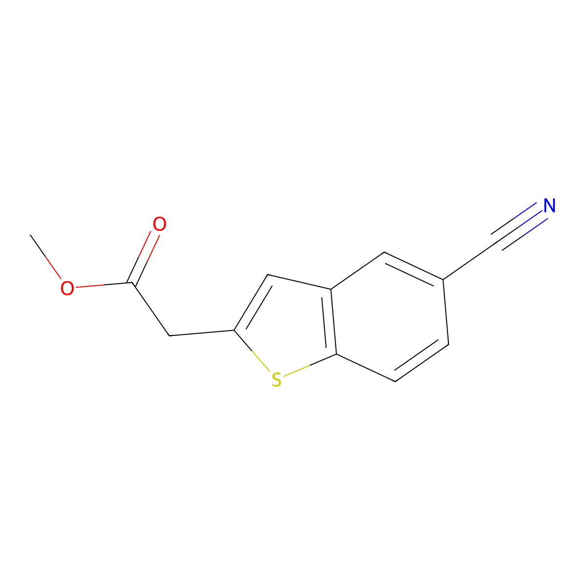 Methyl 2-(5-cyanobenzo[B]thiophen-2-YL)acetate molecular structure, CAS 1000340-05-5