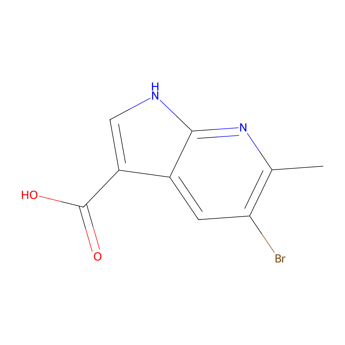 5-Bromo-6-methyl-1H-pyrrolo[2,3-b]pyridine-3-carboxylic acid molecular structure, CAS 1000340-11-3