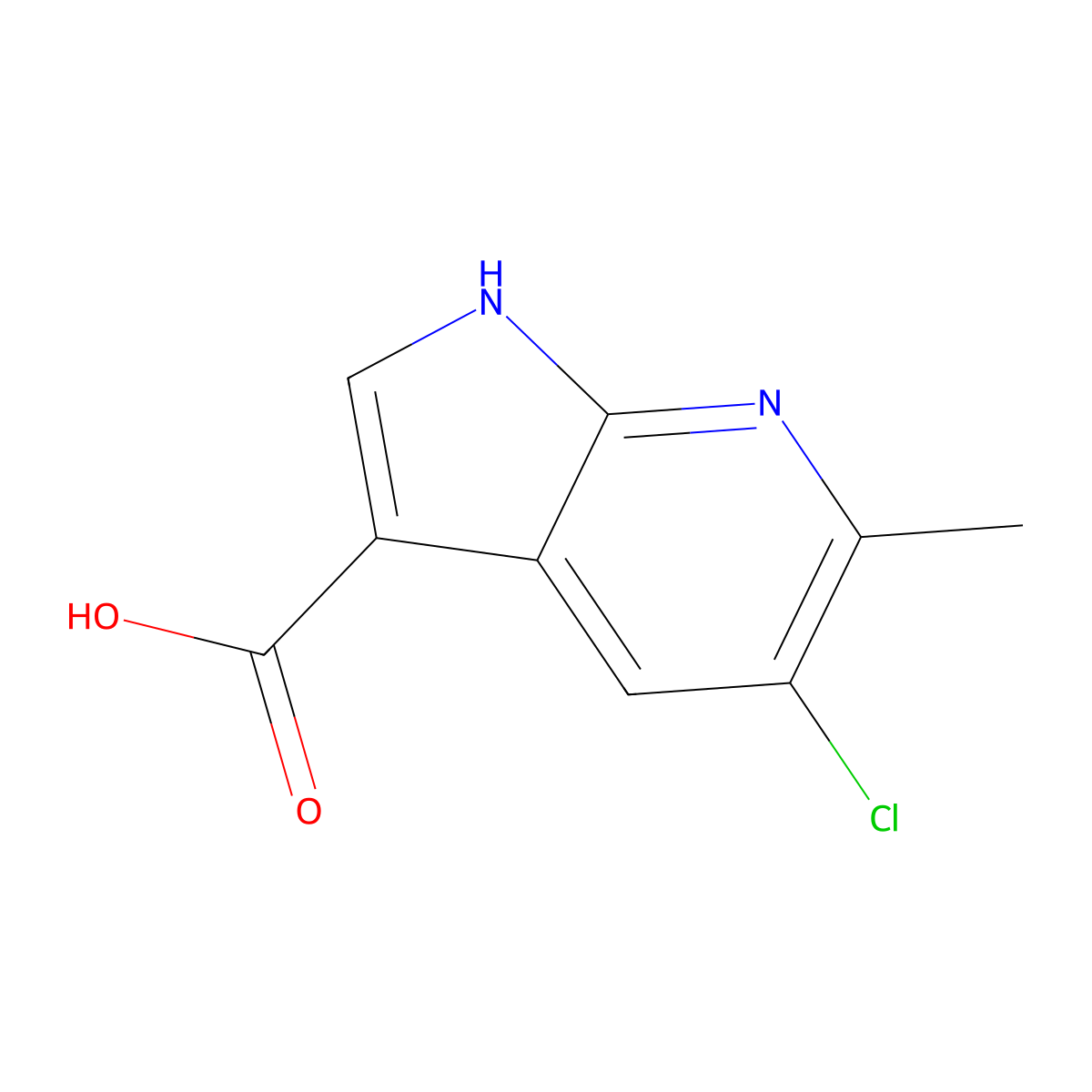 5-Chloro-6-methyl-1H-pyrrolo[2,3-b]pyridine-3-carboxylic acid molecular structure, CAS 1000340-12-4