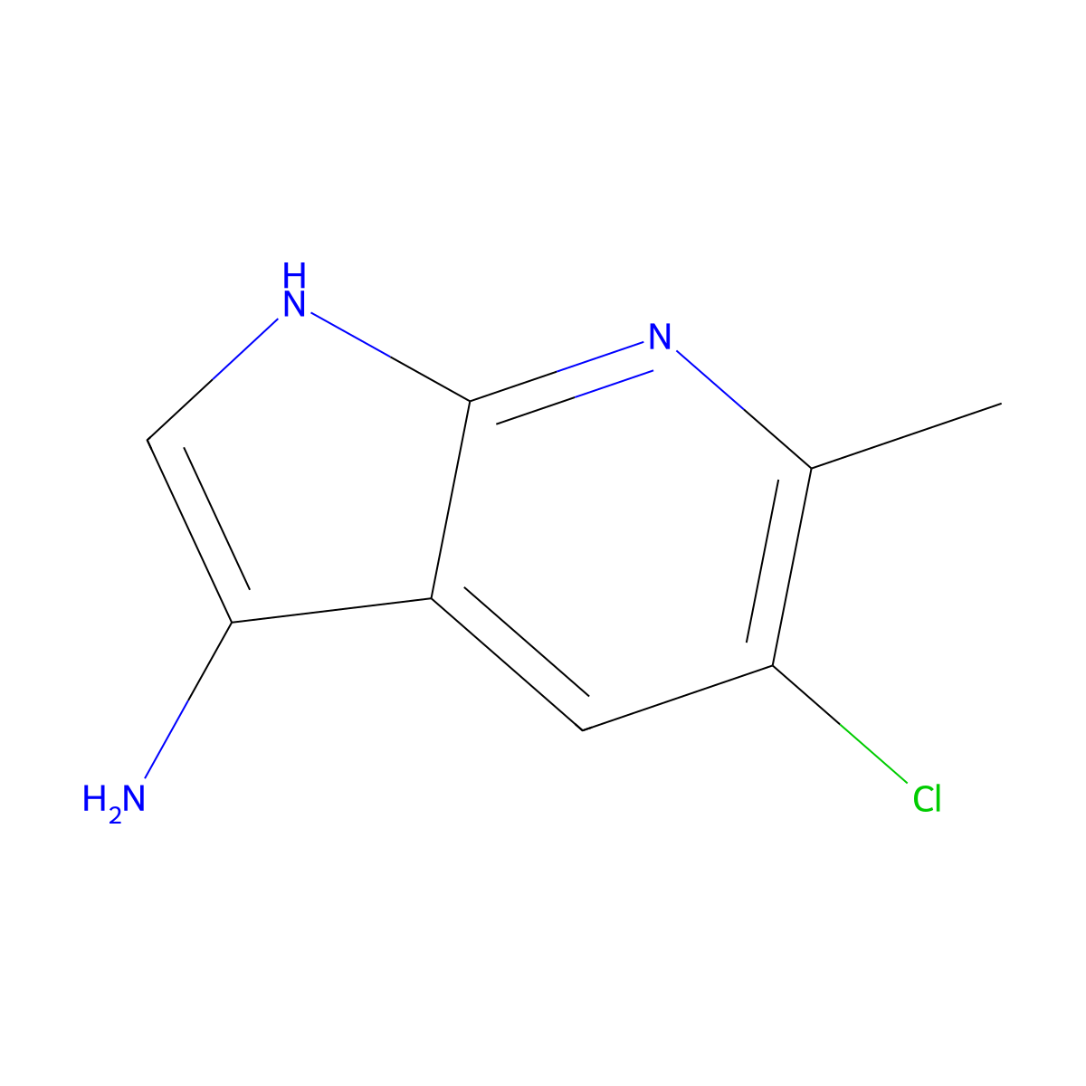 5-Chloro-6-methyl-1H-pyrrolo[2,3-b]pyridin-3-amine molecular structure, CAS 1000340-14-6