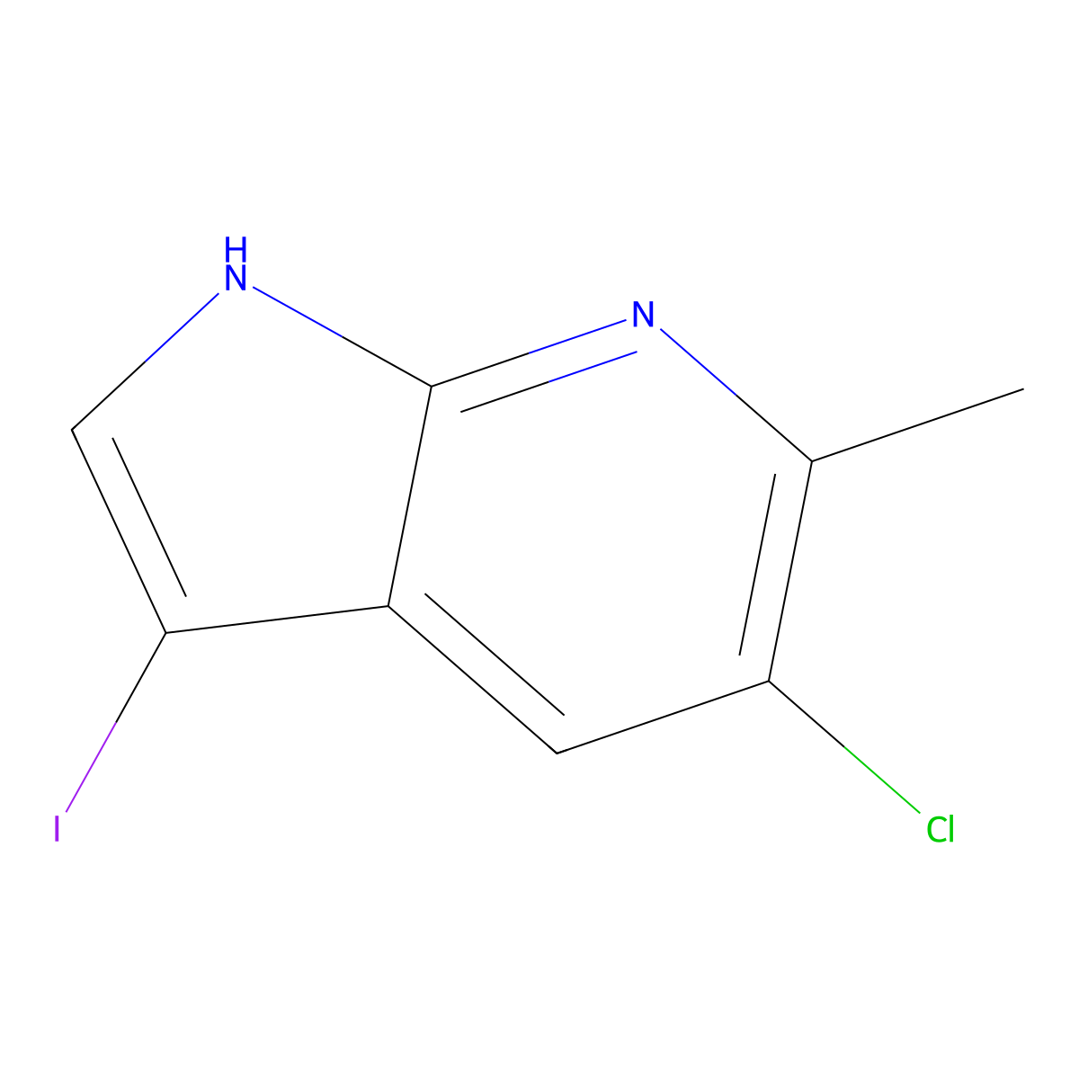 5-Chloro-3-iodo-6-methyl-1H-pyrrolo[2,3-b]pyridine molecular structure, CAS 1000340-16-8