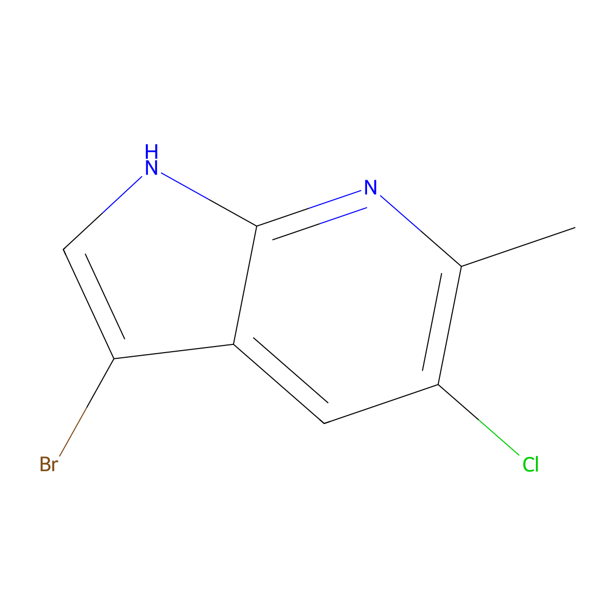 3-Bromo-5-chloro-6-methyl-1H-pyrrolo[2,3-b]pyridine molecular structure, CAS 1000340-17-9