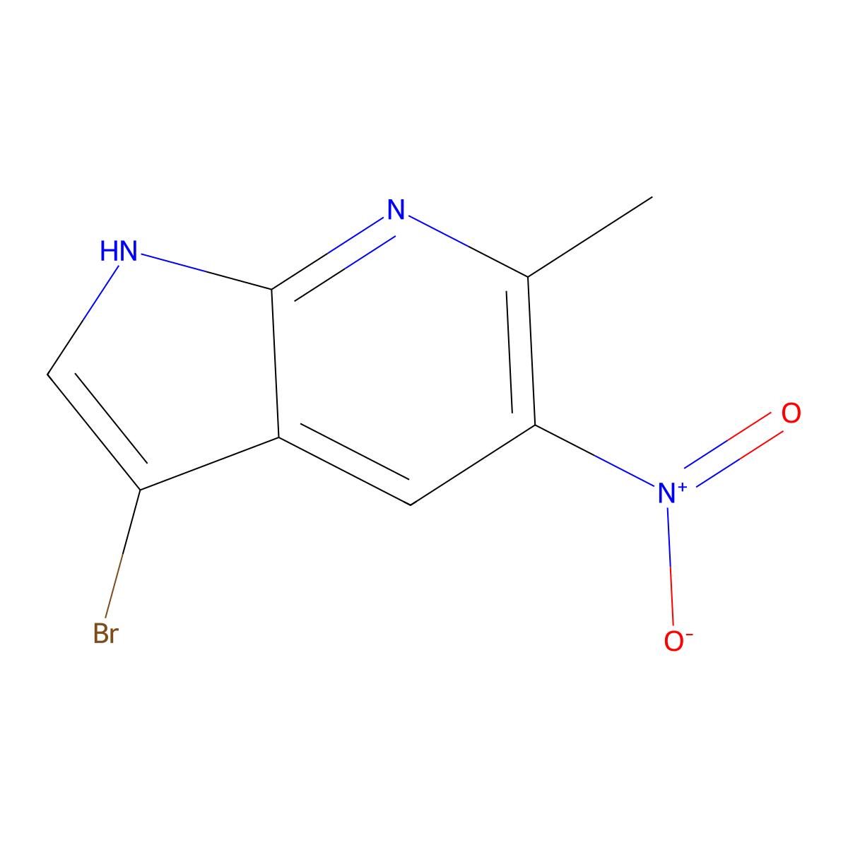 3-bromo-6-methyl-5-nitro-1H-pyrrolo[2,3-b]pyridine molecular structure, CAS 1000340-20-4