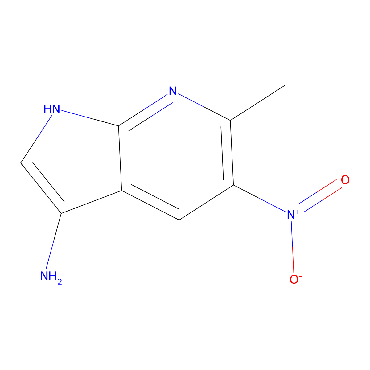 6-methyl-5-nitro-1H-pyrrolo[2,3-b]pyridin-3-amine molecular structure, CAS 1000340-22-6