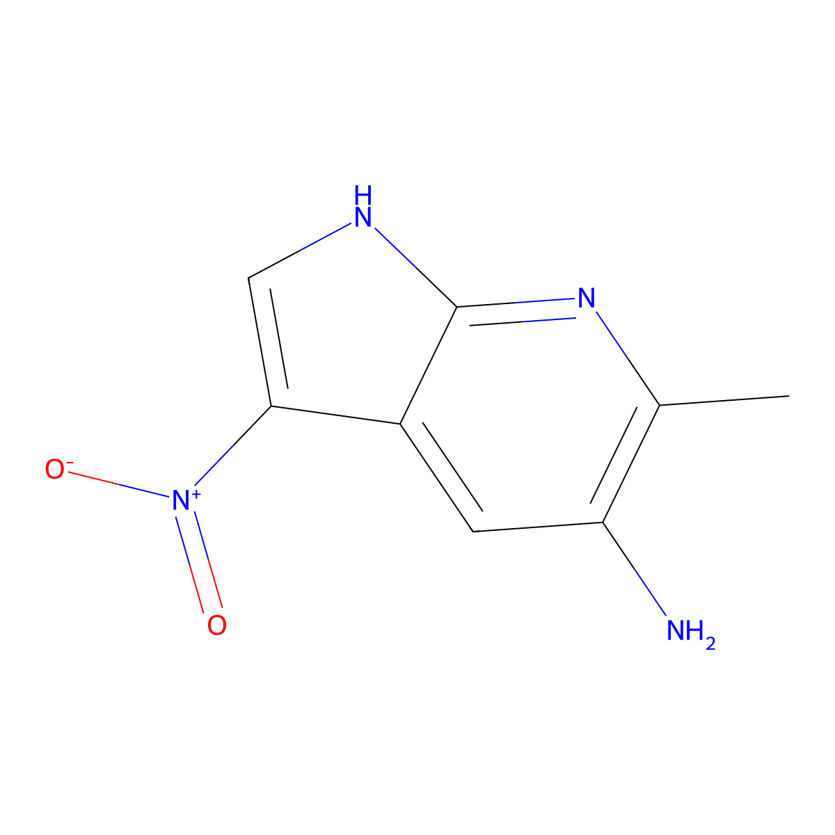 6-methyl-3-nitro-1H-pyrrolo[2,3-b]pyridin-5-amine molecular structure, CAS 1000340-23-7