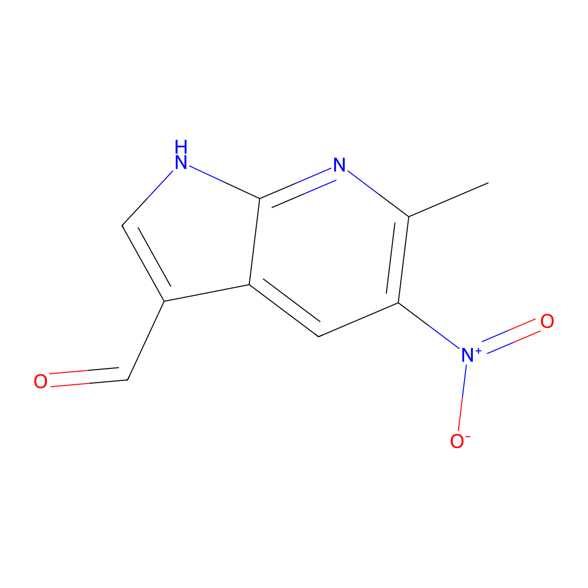 6-methyl-5-nitro-1H-pyrrolo[2,3-b]pyridine-3-carbaldehyde molecular structure, CAS 1000340-24-8